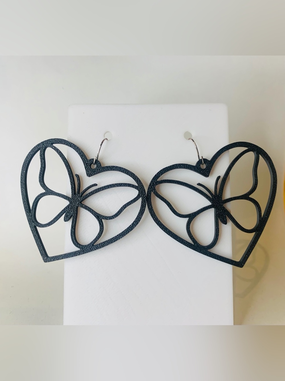 Black Heart Butterfly Drop Earrings - Women Jewelry
